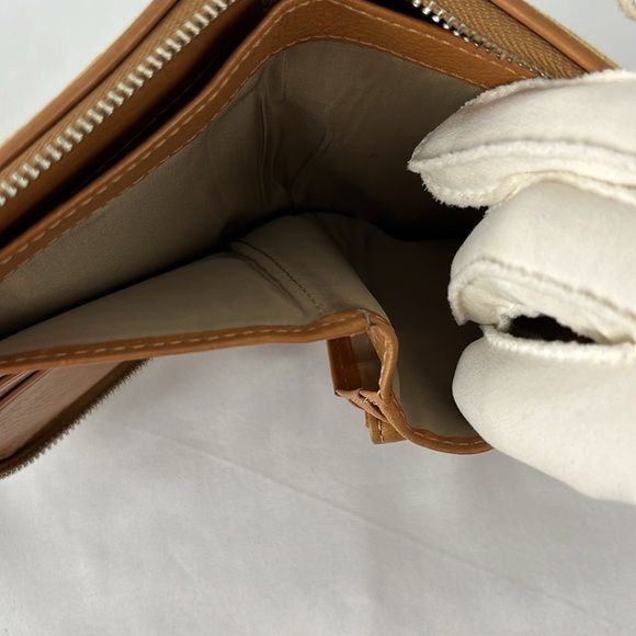 Coach Signature C Jacquard Fabric Zip Around Wallet Yellow with Leather trim - Picture 10 of 15